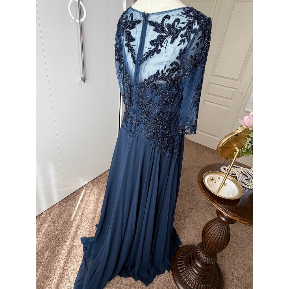 MGNY 71908 Navy Beaded Evening Gown Size 10 NWT | Mother of Bride - Picture 9 of 12